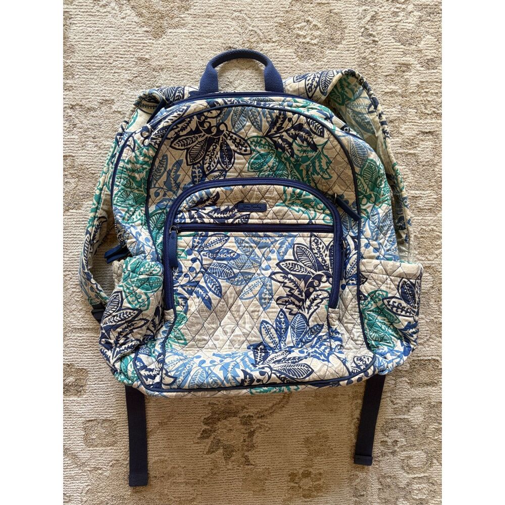 Vera Bradley Santiago Campus Tech School Work Backpack Blue and Teal